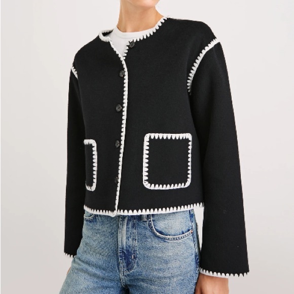 NWT Rails Melanie Jacket Wool Embroidered Overcoat Black Sz S - Picture 13 of 16